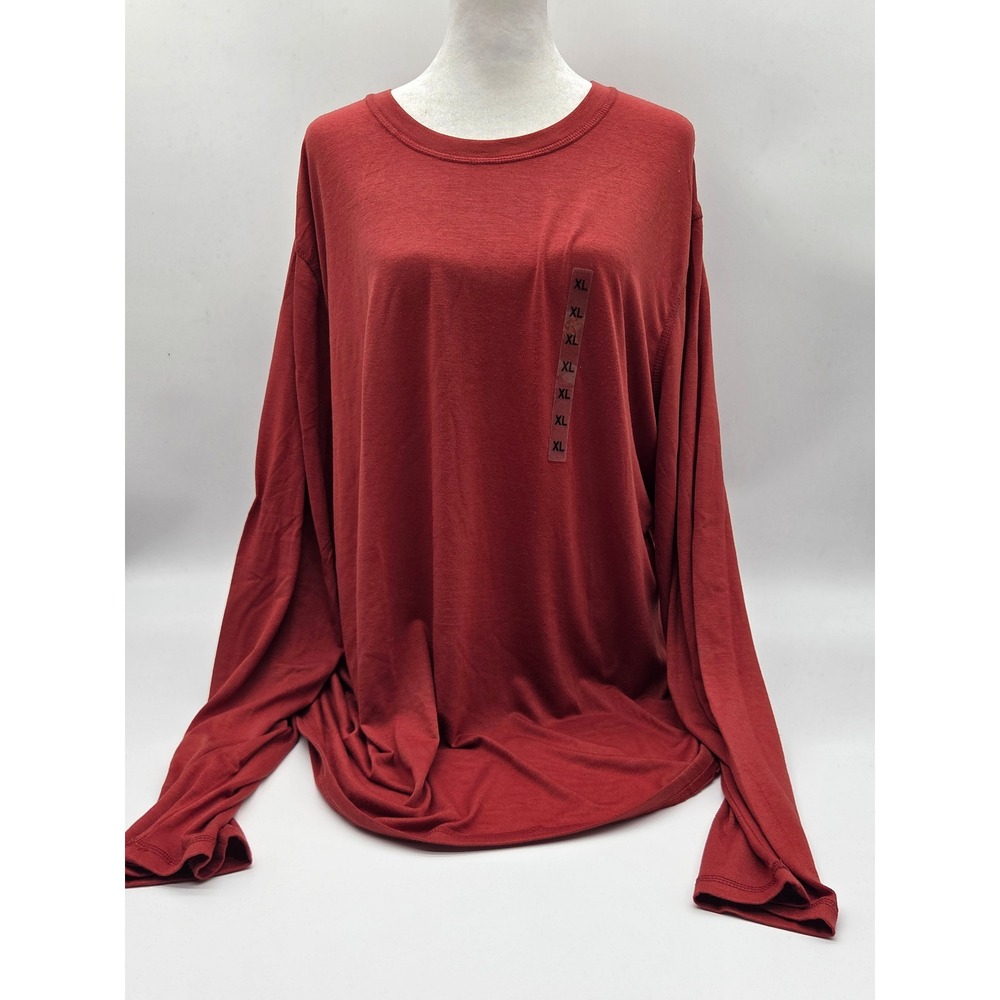Cuddl Duds Women's XL Rust Red Long Sleeve Crew Neck Top NWT 101-481